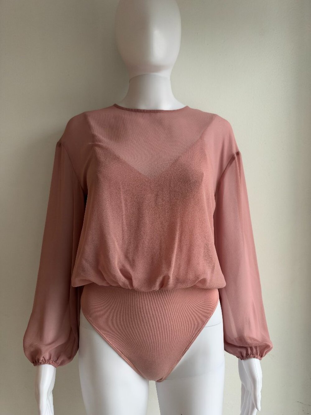 Wilfred Aritzia Dusty Rose Chiffon Double Layered Bodysuit
